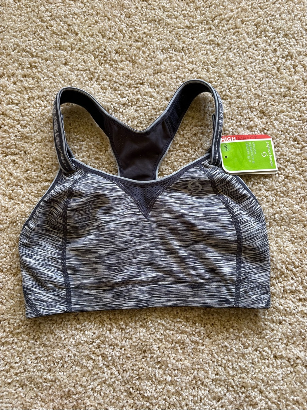 Moving Comfort Rebound Racer High Impact Sports Bra Gray Melange 34D NWT